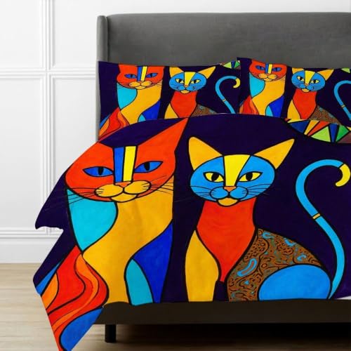 Ensemble de literie 140x200 cm chat 3d avec housse de couette haute qualité