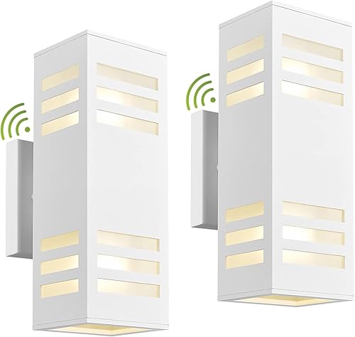 Miniatura 1 de HUNEASON Luces de pared para exteriores, del atardecer al amanecer, modernas luces de porche, luces de pared exterior de 13 pulgadas, impermeables,