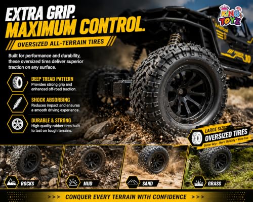 Image of Rock Crawler RC Car, 4 Functions, Rechargeable Remote Control Climbing Car with Fog Effect for Kids-Black