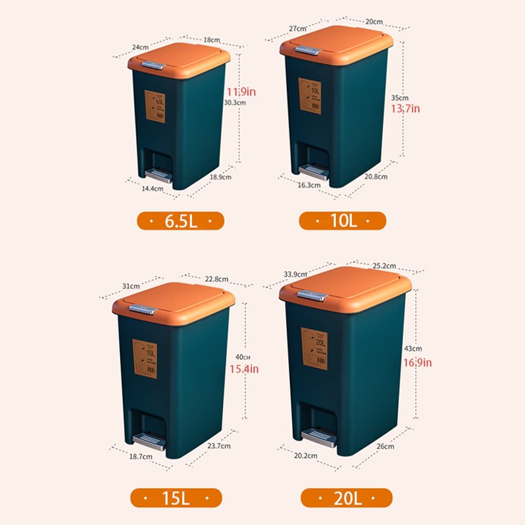 Kosze na śmieci Kosz na śmieci z demontażowym pierścieniem ciśnieniowym, kosz na śmieci pedałowy do biura, domu i kuchni, 6. 5L / 10L / 15L / 20L Kosz na śmieci Kuchnia (Size : 15L)