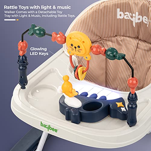 Image of Baybee Nexus Baby Walker for Kids with Parental Push Handle & 2 Height Adjustable, Multi-Function Folding Activity Walker for Baby with Musical Toy Bar | Walker Baby 6-18 Months Boys Girls (Dark Blue)