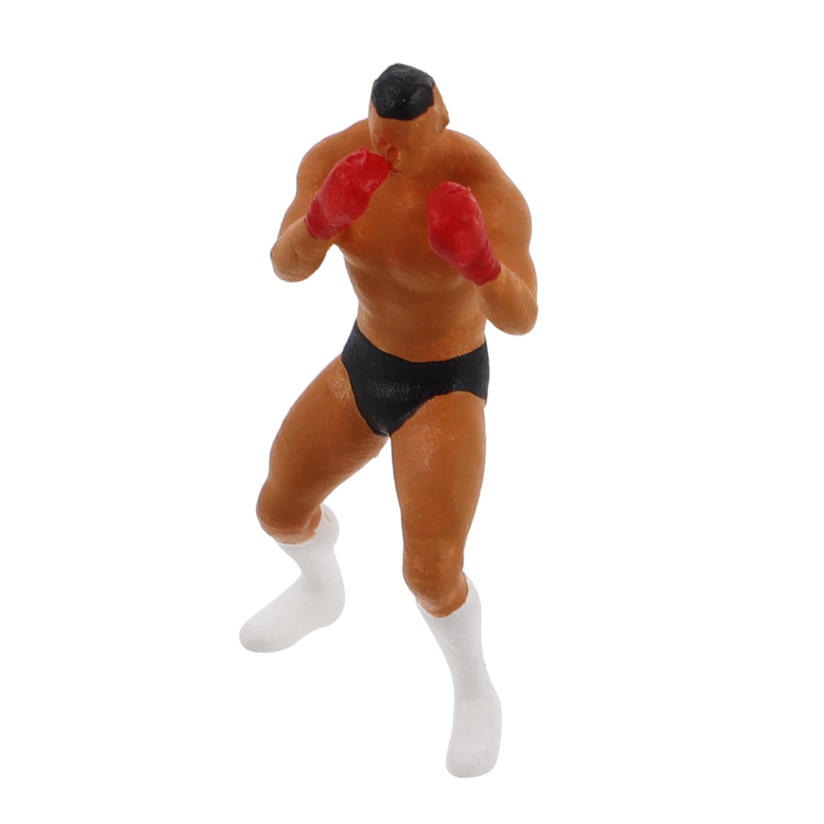DECHOUS Mini Boxing Figures Model 1/64 Scale Miniature Boxing Athlete Figurine Miniature People for Boys and Girls Collectible Model Train Supplies