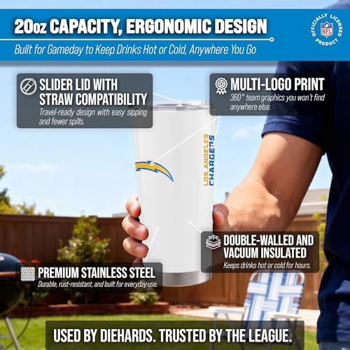 Image of Los Angeles Chargers NFL 20oz Stainless Steel Insulated Tumbler, Slider Lid