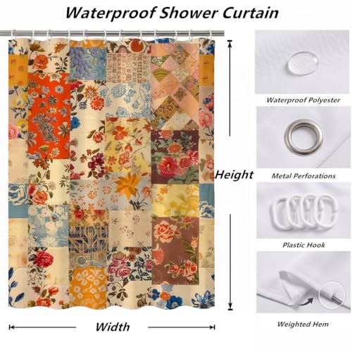 Rideau de douche 150x170cm géométrie en polyester imperméable lavable - 7