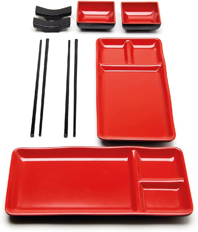 GOLIBER 8 Piece Japanese Style Sushi Plate Dinnerware Set