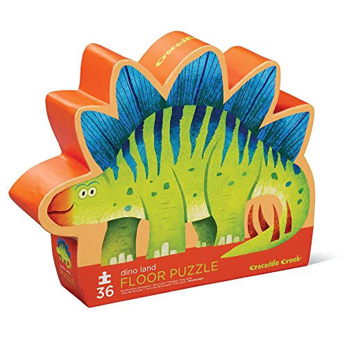 Crocodile Creek 36-Piece Jigsaw Floor Puzzle - Fun Floor Puzzles for Kids Ages 3-5 - Heavy-Duty Shaped Box for Storage - Dino Land - 24" W x 18" H Finished
