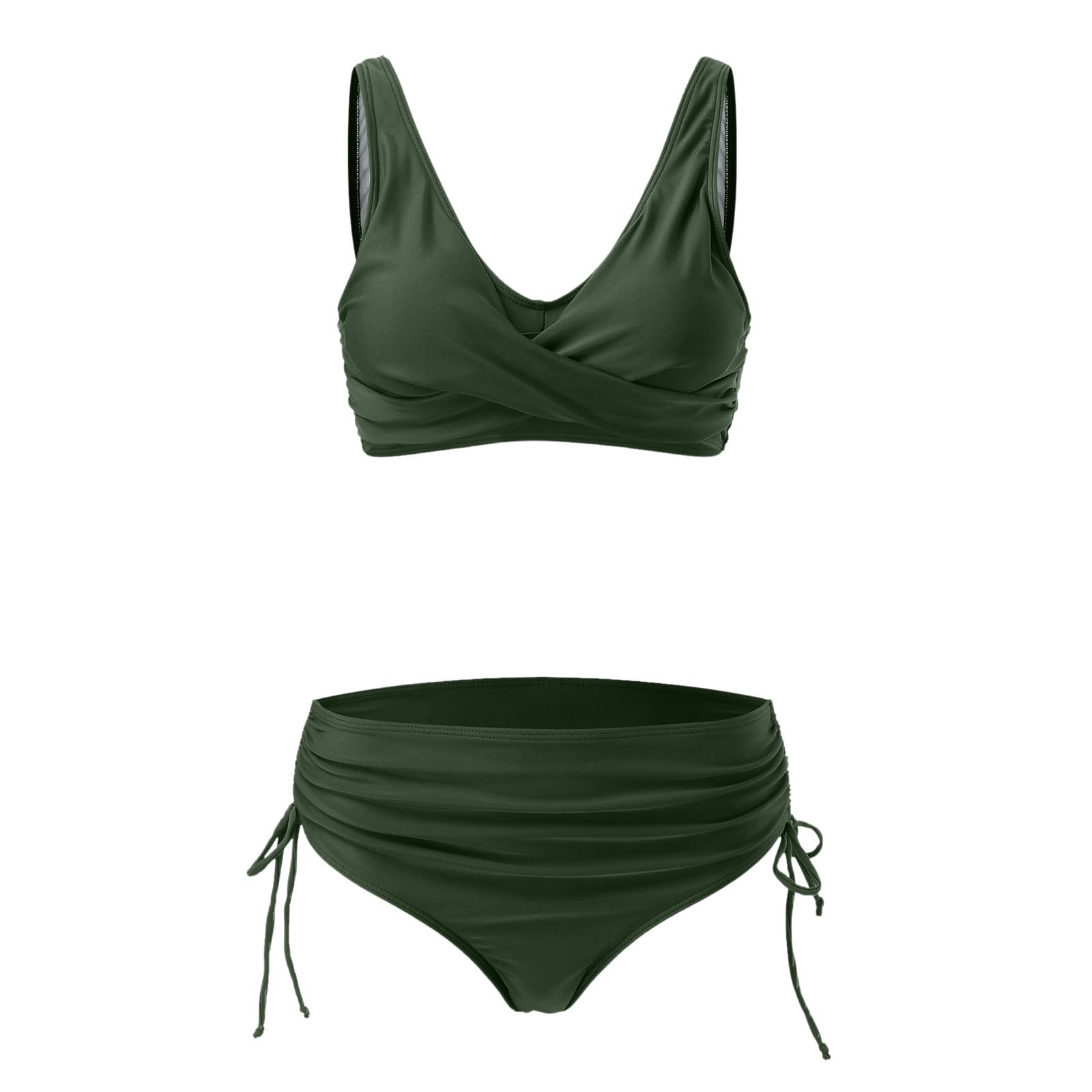 Bikini dla kobiet bikini z wysokim stanem seksowne push up dwuczęściowy strój kąpielowy retro zestaw z marszczonym nadrukiem, gorący różowy, L