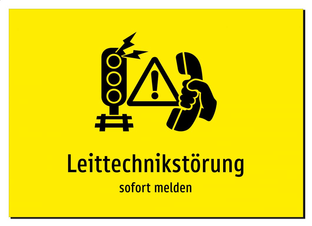 32725-DE-S-09 | Leittechnikstörung - sofort melden | Aluminiumschild A2, 594 x 420mm | mit Symbolgrafik und Text