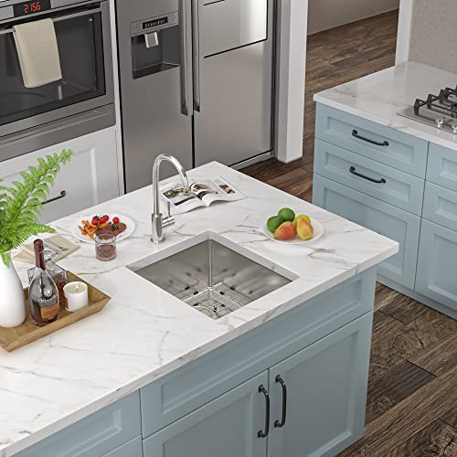 Image of 13 inchx15 inch Undermount Bar Prep Sink - 16 Gauge 304 Stainless Steel Under Counter Single Bowl Sink Basin for Wet Bar, RV, Small Kitchen, Mobile Home