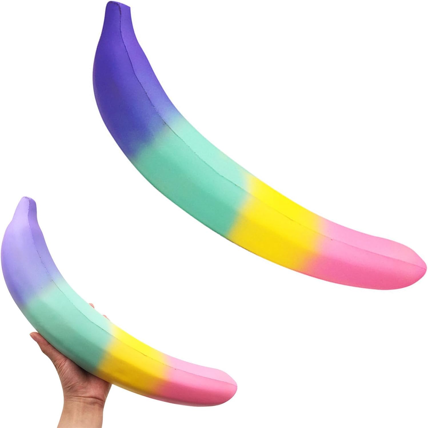 Bannana Squishy Toy, Bannana Squishy, Realistic Fruit Slow Rising Soft Toy, Soft PU Foam, Stress Relieve (Colorful, 14in)