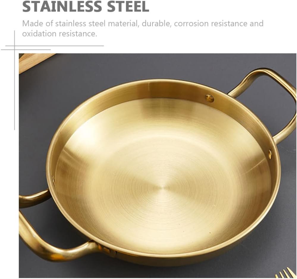 Cabilock Korean Ramen Noodles Cooking Pot Stainless Steel Household Cooking Pan Double Handle
