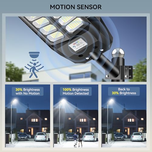 Image of VOOJOY 8000W Solar Lights Outdoor, Solar Street Lights Outdoor Waterproof with Motion Sensor and Remote Control, 6500K Dusk to Dawn Security Flood Light for Outside, Yard, Parking Lot, Garden, 1 Pack
