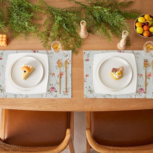 Napperons en tissu de lin floral rustique pour table de cuisine lavable - 7
