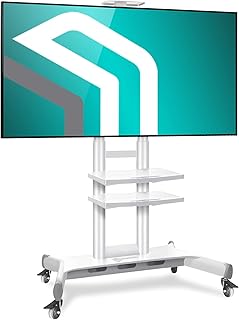 ONKRON TV Ständer Mobile TV Standfuss TV Rollwagen Stand 55 - 85 Zoll mit Rollen höhenverstellbar rollbar für Flach&Curved...