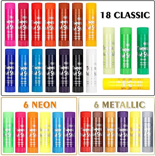 Shuttle Art Tempera Paint Sticks, 30 Colours Solid Tempera Paint for Kids,70% More Paint Volume, Super Quick Drying, Works Great on Paper Wood Glass Ceramic Canvas