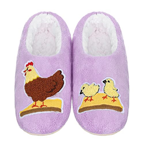 Image of ZYZX Cute Slipper Socks with Grips,Cozy Soft Sole House Slippers for Women | Animal Pattern Warm Safe Non Slip Fleece-lined Fluffy Fuzzy Socks Indoor for Adult,Easy to Wash,Gifts