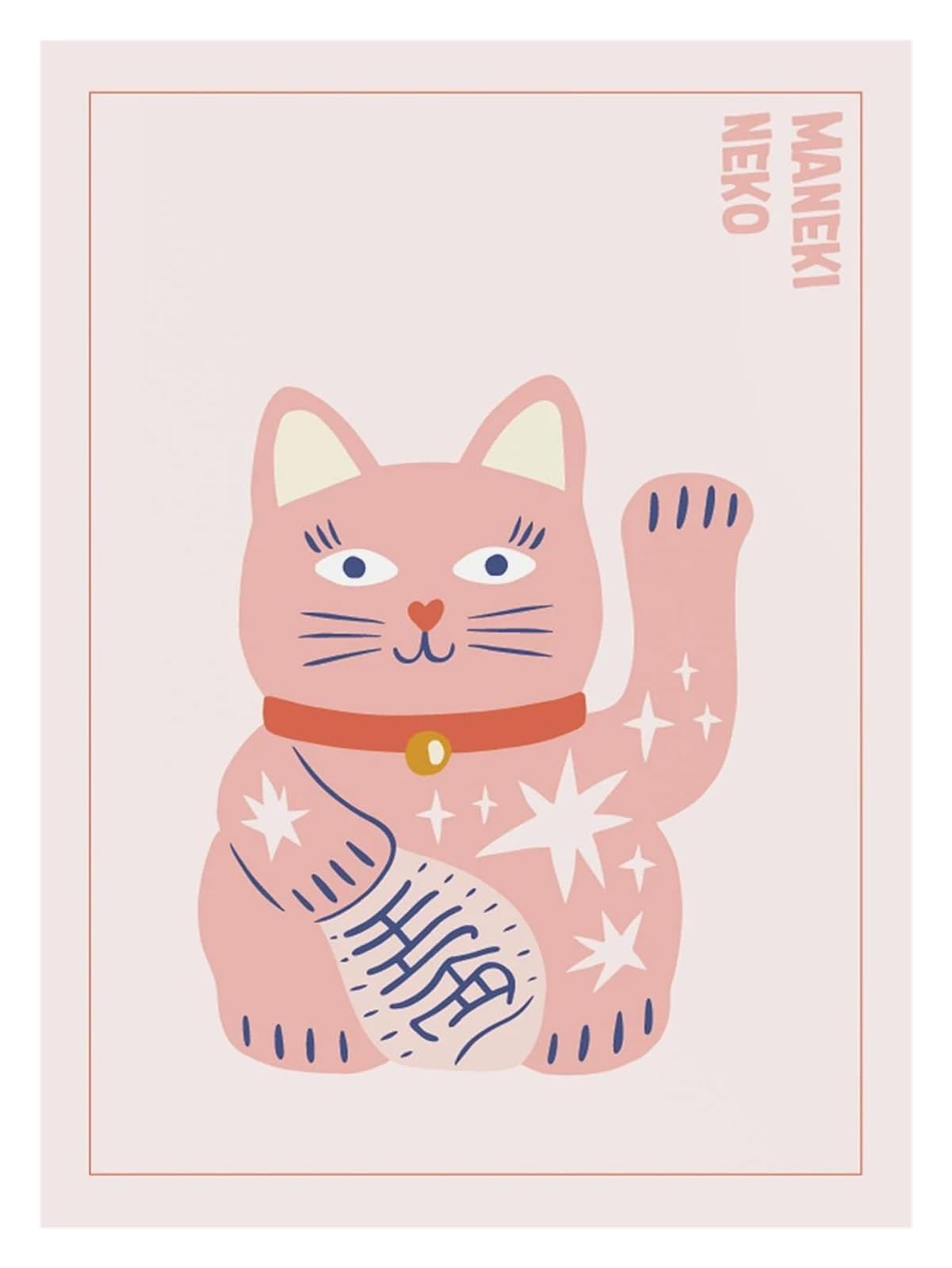 Cuadros de arte de pared de gato de la suerte XENITE, impresiones en lienzo para decoración