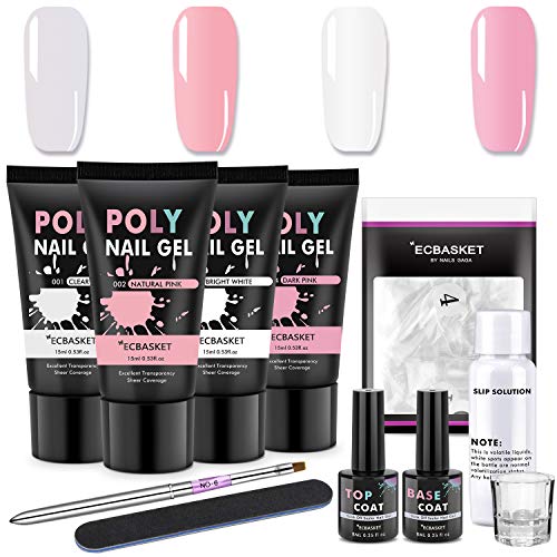 Poly Nail Gel Kit - ECBASKET Nail Extension Gel Kit Professional Poly Nail Builder Gel Kit Gel Nail Enhancement System All-in-One Nail Technician French Kit G09 Poly Nail Gel Kit - ECBASKET Nail Extension Gel Kit Professional Poly Nail Builder Gel Kit Gel Nail Enhancement System All-in-One Nail Technician French Kit G09