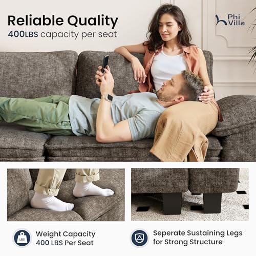 Image of PHI VILLA Cloud Modular Couch Sets, Sectional Sofa Couches for Living Room, Single Seat for 1 Person, Chenille Ash