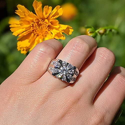 Twobirch Sterling Silver Round Channel Set Sun Burst Style Men's Ring With Cubic Zirconia(2Ct. Size 9) #TOP4