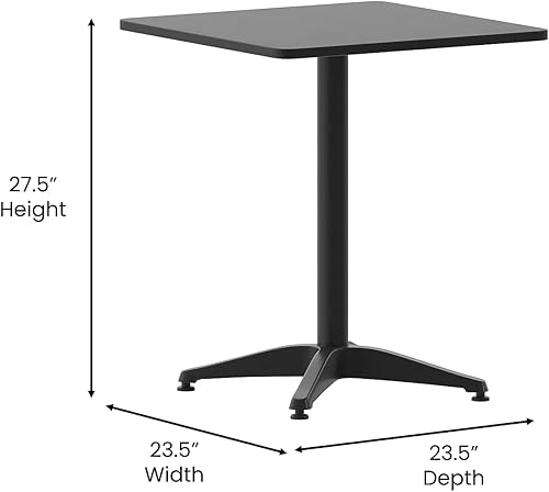 Miniatura 3 de Flash Furniture Mellie - Mesa cuadrada de aluminio para interiores y exteriores de 23.5 pulgadas con base, color negro