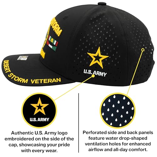 Image of Desert Storm Veteran Hat for Men Officially Licensed US Army Combat Veterans Embroidered Adjustable Baseball Cap