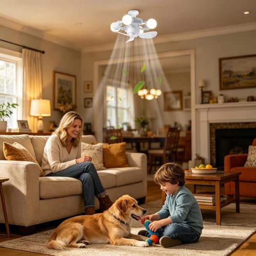 Ventilateur de vent à douille E27 avec éclairage pour salon - 4