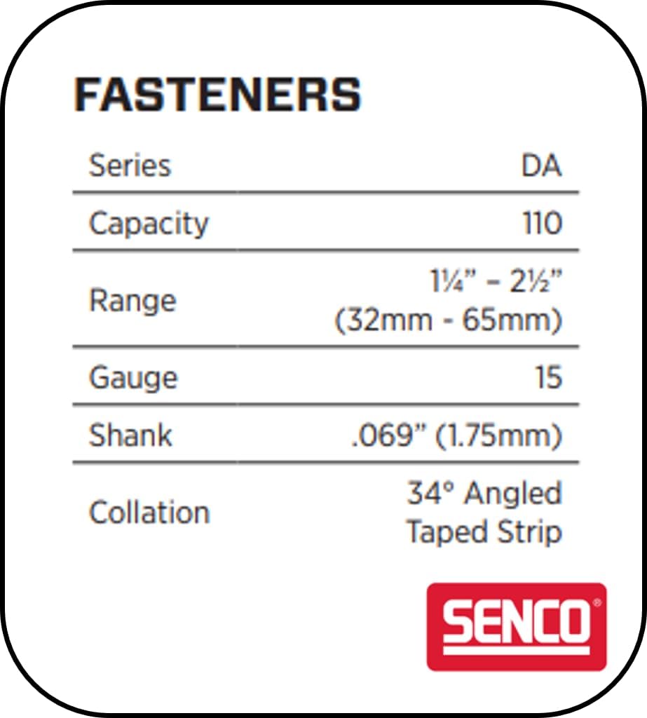Table of Senco TN51P1P tool specifications