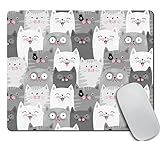 Amcove Office Mousepad Rectangle Mousepad Funny Grey Cats Mouse pad Cats Desk Rubber Gaming Mat 9.5
