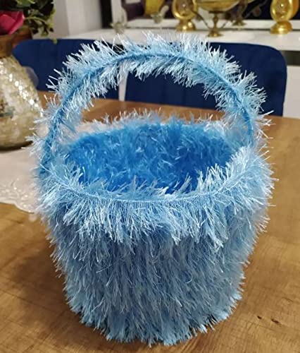 Image of Eyelash Fun Fur Yarn Premium 100% Polyester 164 Yds (150 Mt), 3.53 Oz (100 Gr) Colorful Crochet Yarn Dıy Hand Knitting (Blue, 3 Skein)
