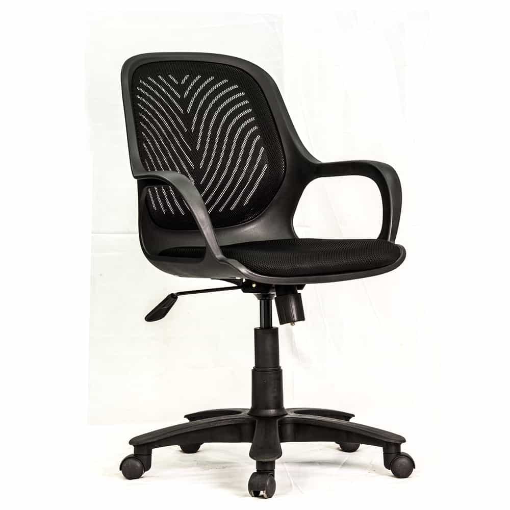 LUSTRE ENTERPRISE Prince Ergonomic Revolving Office Chair in Black Color