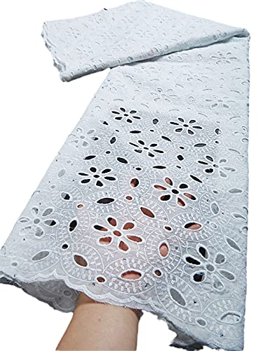 Tissu en dentelle en pur coton avec broderie de strass secs résistante aux lavages