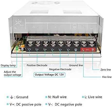 LightingWill 12V 30A 360W DC Universal Regulated Switching Power Supply, Converter AC 110/220V to DC 12V LED Power Adapter, Transformer, Driver for CCTV, LED Strip light,Radio, Computer Project