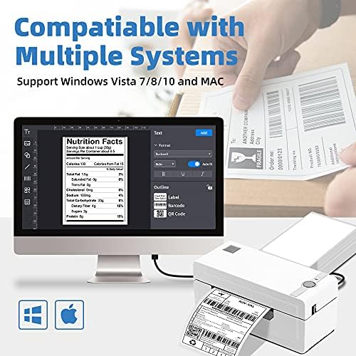 Thermal Label Printer 4x6, 150mm/s High Speed Desktop Shipping Label Printer for Shipping Package Postage Home Small Business Barcode Address Sticky ...