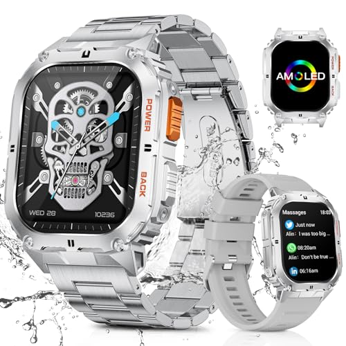 LIGE Smartwatch Uomo 1.95 AMOLED Orologio Smartwatch con Chiamate Bluetooth Cardiofrequenzimetro Monitor del SpO2/Sonno 100 Modalità Sportive Fitness Tracker Smart Watch