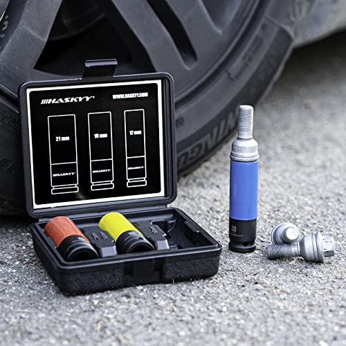 3 tlg. Schlagschrauber SET Nüsse SW17 / SW19 / SW21 mm Schoneinsätze 1/2 für Radschrauben & Radmuttern zum Schutz der Alufelgen CSE3-21