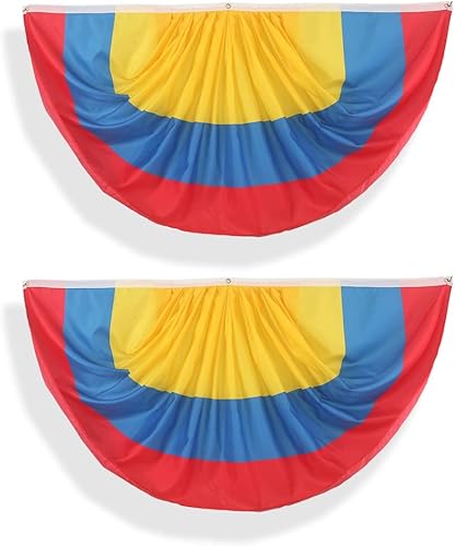 Miniatura 1 de Colombia - Banderines plisados colombianos de 3 x 6 pies, 2 banderines plisados para interiores y exteriores, decoración de porche delantero,