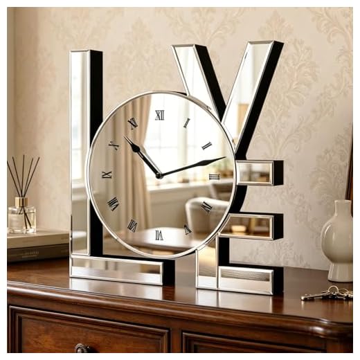 Decorative Wall Clock, Sliver Mirrored Wall Clock Modern Home Wall Decor Silent Clocks for Dining Room Bedroom, Love Letters Wall Clocks, 11.8 inch