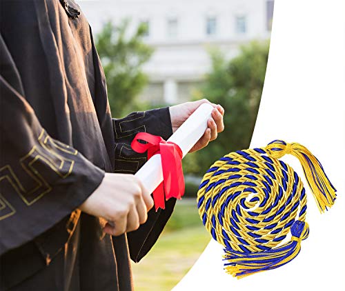 Graduation Single Honor Cord 67 Inch Gold/Blue Long Academic Honor Cord with Tassels for Graduate Student Ceremonies Souvenir Gifts Roman Rope for Halloween Costume Dress (Gold/Blue)