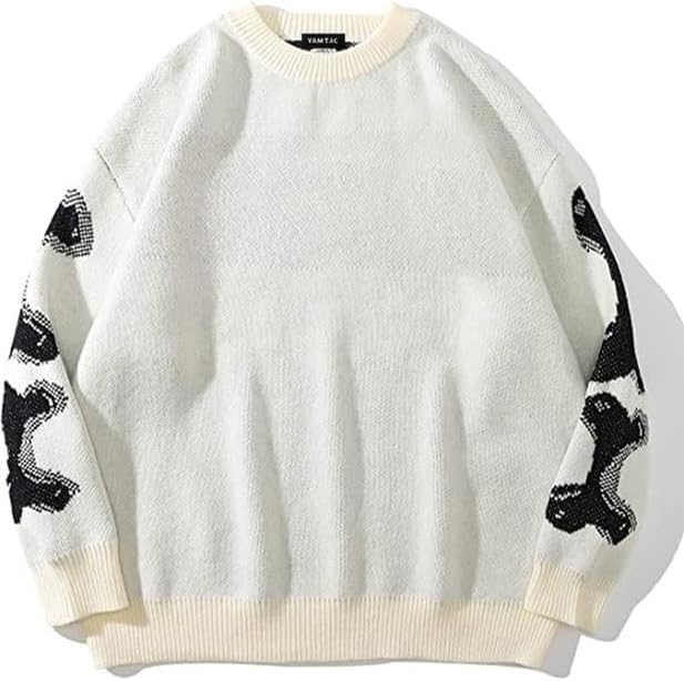Vamtac Skeleton Sweater Skull in Front Oversized Graphic Pullover Vintage Fall Halloween Y2K Long Sleeve Sweaters - Image 5