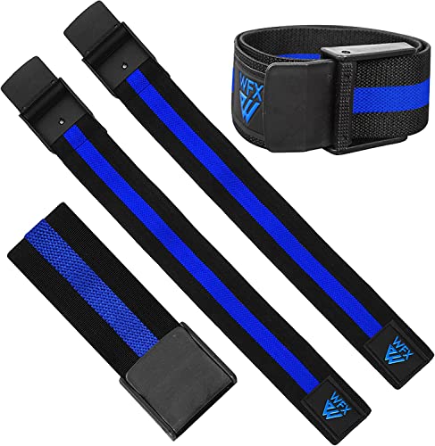 WFX Bandes d'entraînement à occlusion avec limitation de la circulation sanguine, exercices rapides pour bras, jambes, squats, boucle de libération musculaire, renforcement des cuisses (noir/bleu) Cover