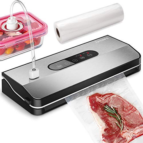 Promo Discount Up To 70% Off Vacuum Sealer Machine, Automatic Food Saver Machine, Vacuum Packer, Stainless Steel Panel, LED Indicator Lights, Dry & Moist Food Mode, Jar Sealer Machine, Easy to Clean, with a Vacuum Sealing Roll