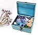dedoot Wooden Keepsake Box, Blue Wood Box with Lock Decorative Handmade Craft Small Latched Box for Jewelry Gift Storage and Home Decor, 9.3x7.6x4.5 Inch