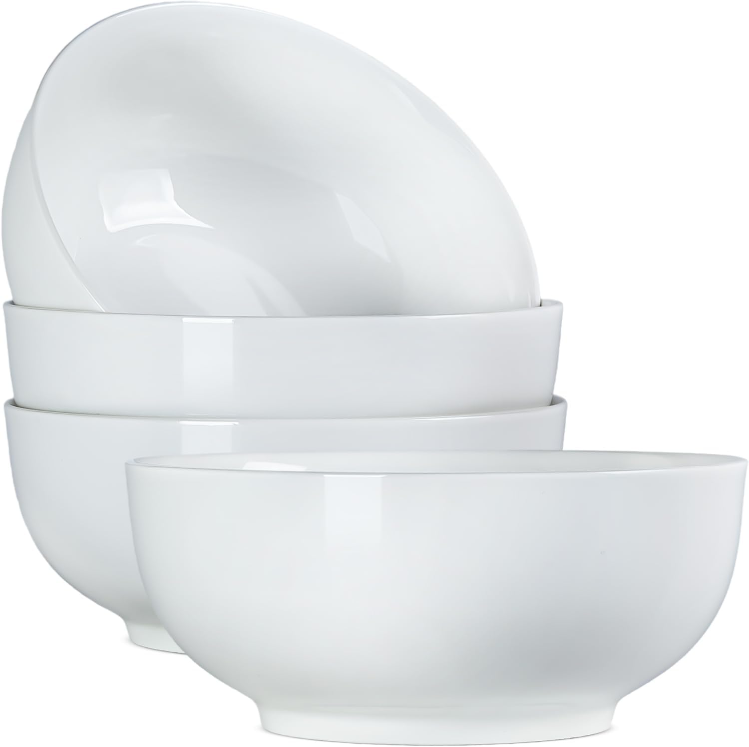 Zscera 40 oz Soup Bowls, Pho Bowls, Salad Bowls, Cereal Bowls, Durable Porcelain Off White Bowls Set of 4, 7 Inch