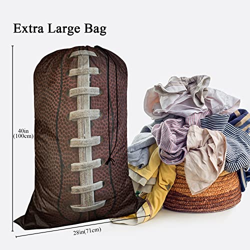 Swono American Football Laces Laundry Bag Large Heavy Duty Laundry Backpack With Adjustable Drawstring Closure Stitch Soccer Sports Laundry Hamper For Traveling Dirty Clothes Organizer, Brown #TOP1