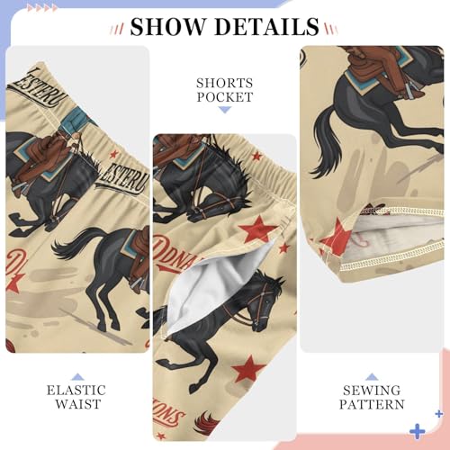 Western Cowboy Riding Horse Pattern Pajama Pants Long Soft Sleep Pants Elastic Waist PJ Bottoms 6-14 Years4