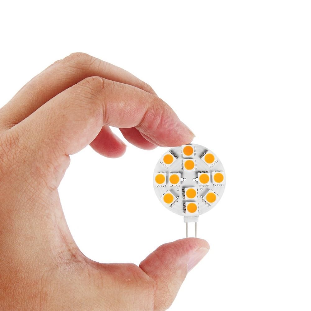 Bombilla LED G4 12v CA/CC, 12-5050smd 3w, 2700k para candelabro bajo gabinete Rv (12V-3W 20 unidades/Blanco 6500K)
