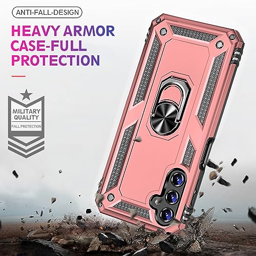Image of for Samsung Galaxy S26 Case with Screen Protector, Heavy Duty Military Grade Shockproof Rugged Protective Cover for Samsung S26 Phone Case with Metal Ring Magnetic Kickstand (Pink)