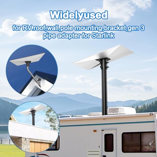 Pipe Adapter Wall & Pole Mount for Starlink Gen 3/Standard 4/4X Dish,Black - image 5
