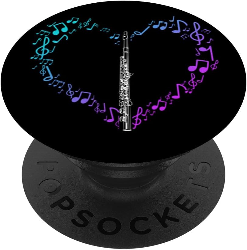 Heart Sheet Music Clef Transverse Flute PopSockets Swappable PopGrip